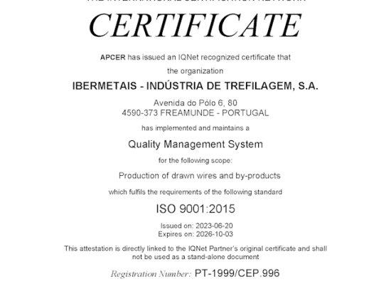 APCER IQNET ISO 9001:2015